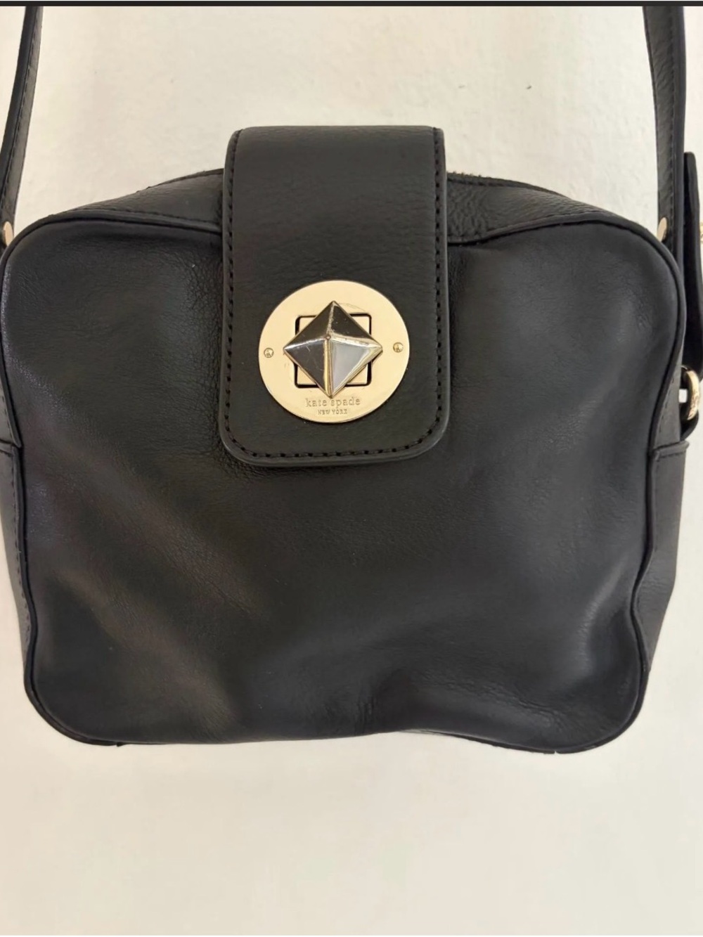 kate spade Black Leather Crossbody with Gold-Tone Star Turnlock